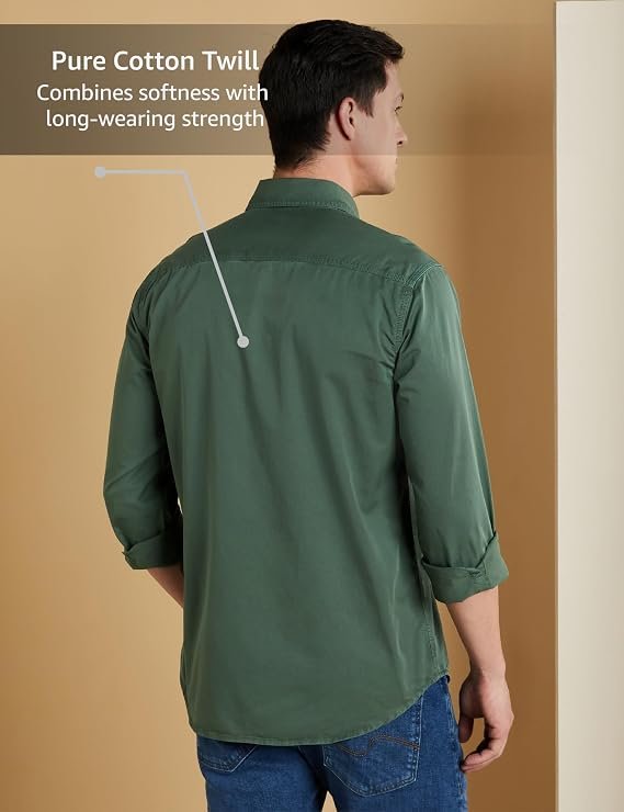 Symbol Premium Men's Washed Cotton Twill Casual Shirt - Regular Fit | Pure Cotton (Available in Plus Sizes) - Image 2